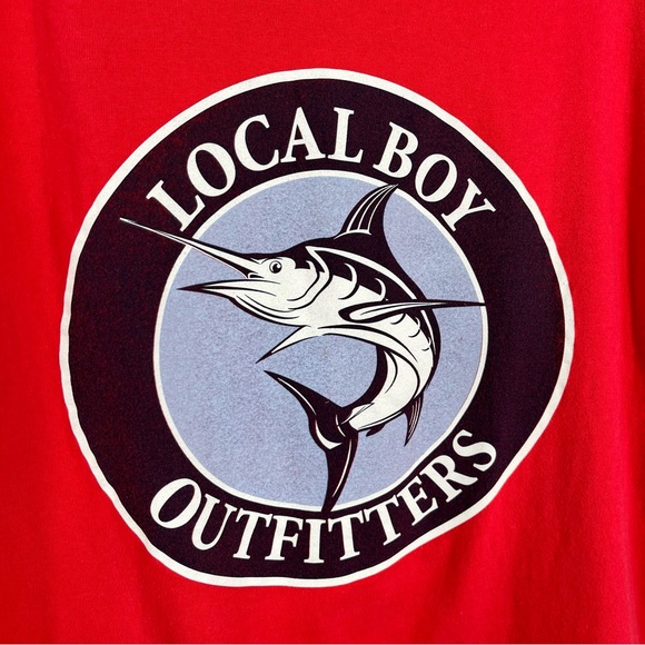 Local Boy Outfitters Red Swordfish Logo Short Sleeve Crewneck Pocket T-Shirt L - Picture 2 of 5